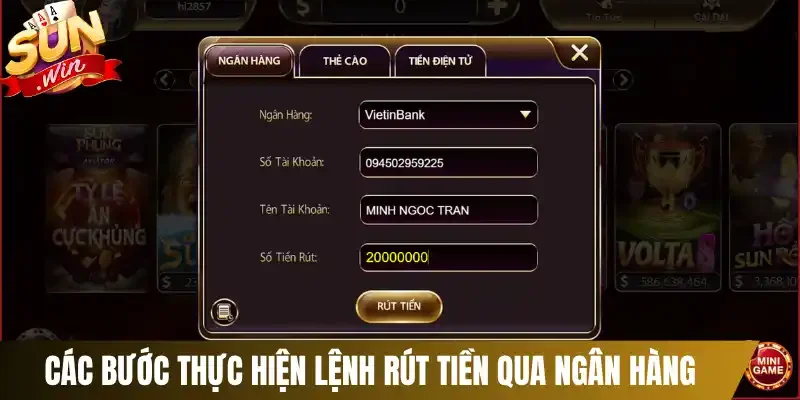 Các bước thực hiện lệnh rút tiền qua ngân hàng