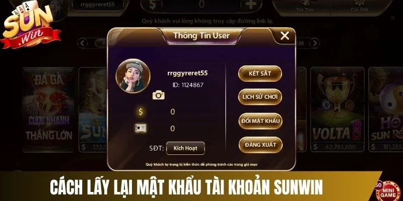 Cách lấy lại mật khẩu tài khoản Sunwin