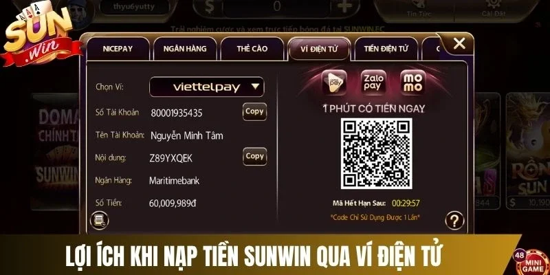 Lợi ích khi nạp tiền Sunwin qua ví điện tử