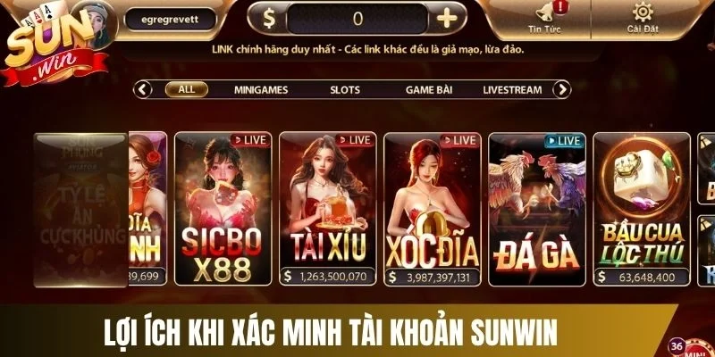 Lợi ích khi xác minh tài khoản Sunwin