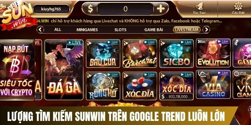 Lượng tìm kiếm Sunwin trên Google Trend luôn lớn