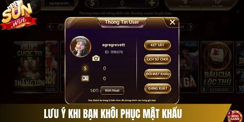 Lưu ý khi bạn khôi phục mật khẩu