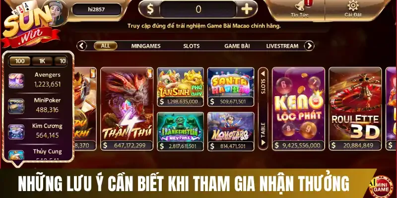 Những lưu ý cần biết khi tham gia nhận thưởng