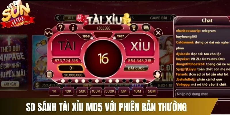 So sánh tài xỉu MD5 với phiên bản thường