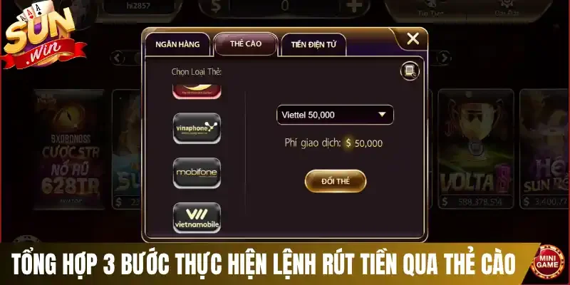 Tổng hợp 3 bước thực hiện lệnh rút tiền qua thẻ cào