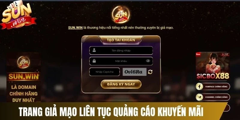 Trang giả mạo liên tục quảng cáo khuyến mãi